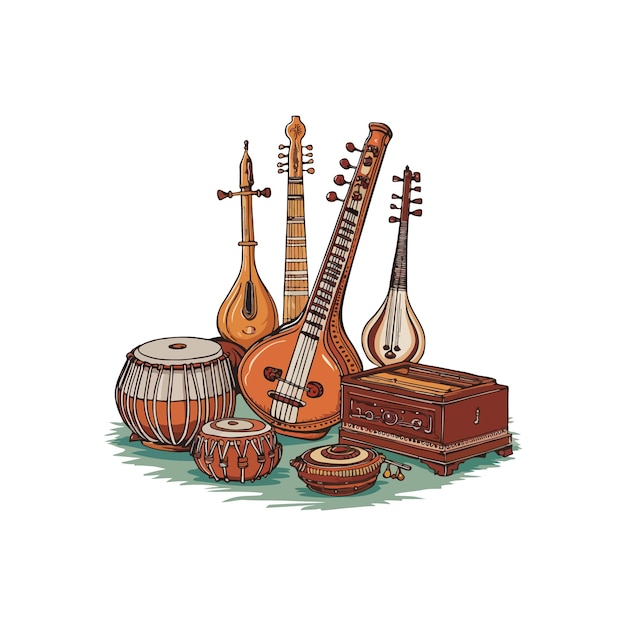 a drawing of a musical instrument and other instruments