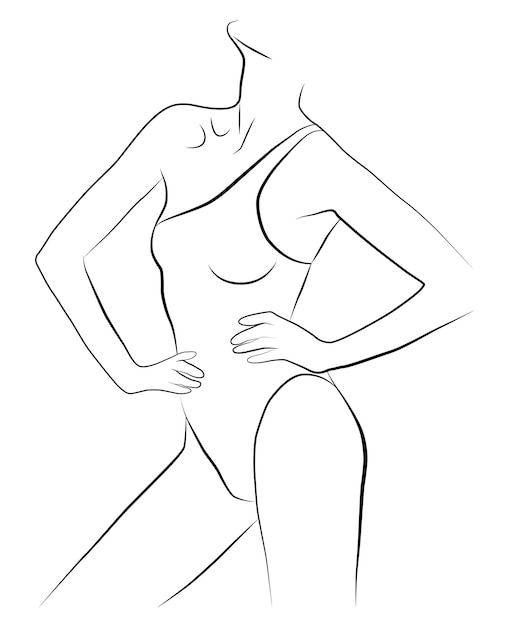 Drawing one line of the female body Female figure