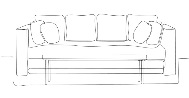 drawing of one line sofa living room sofa. Modern and simple