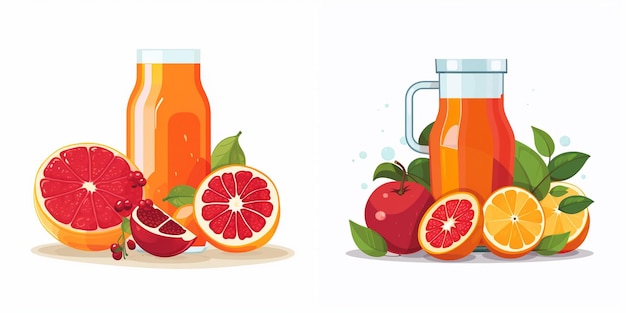 a drawing of oranges and apples next to each other