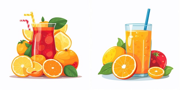 a drawing of oranges and a pitcher of juice with a picture of them with the words orange juice