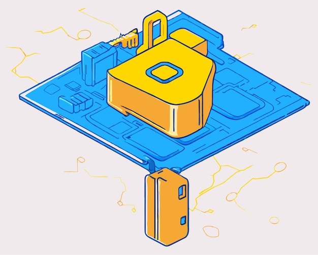 Vector a drawing of a padlock with a padlock on it