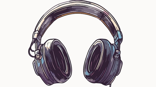 Vector a drawing of a pair of headphones with a black band