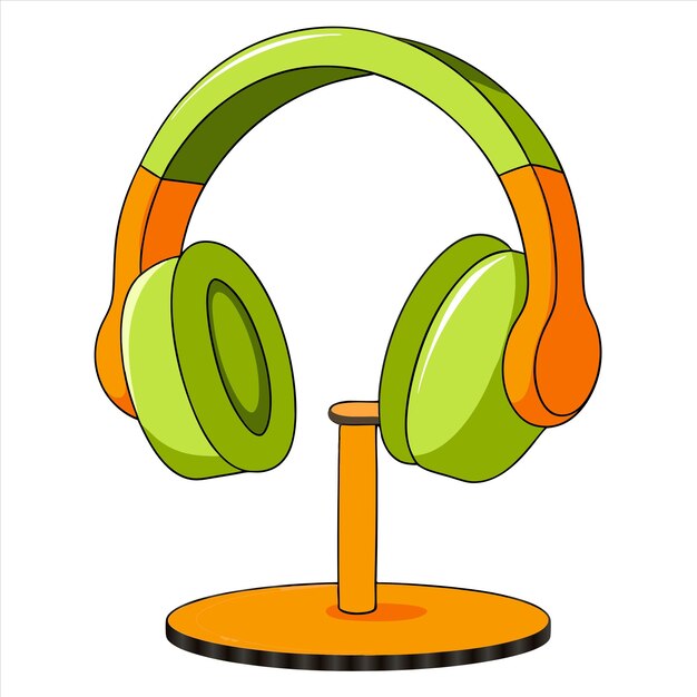 a drawing of a pair of headphones with a green and orange band