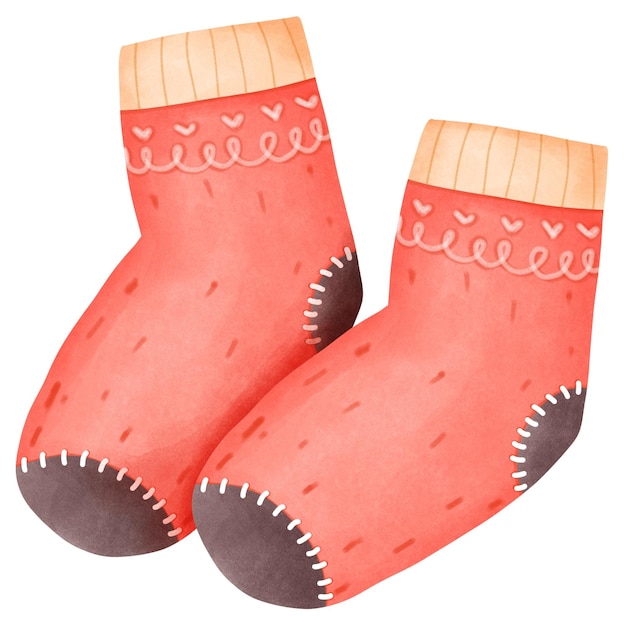 a drawing of a pair of red socks with a white background