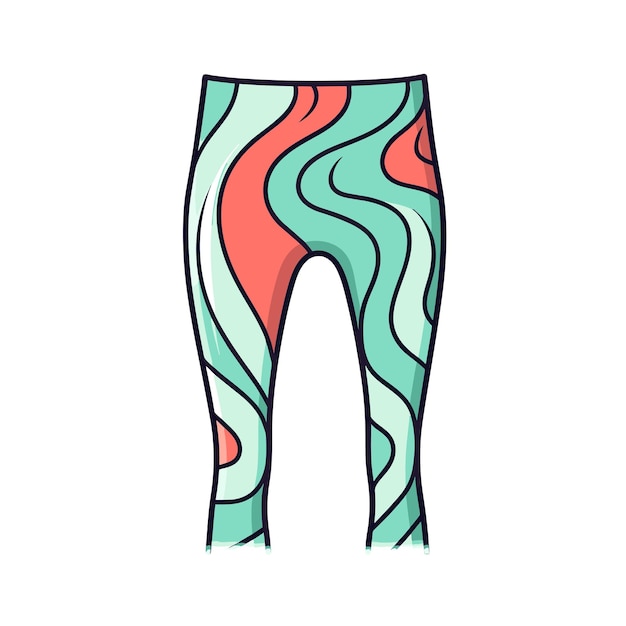 A drawing of a pair of tights with a green and pink design.