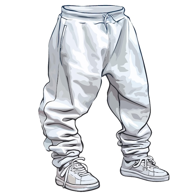 Vector a drawing of a pair of white pants with a white belt that says quot the brand name quot