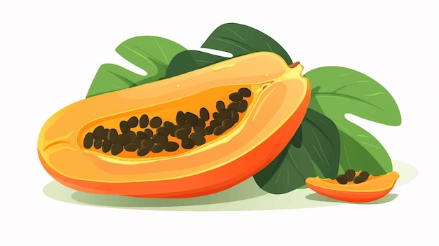 Vector a drawing of a papaya and a banana