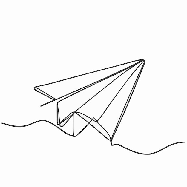 a drawing of a paper airplane with a ribbon around it