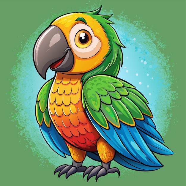 Vector a drawing of a parrot with a green background with a blue background