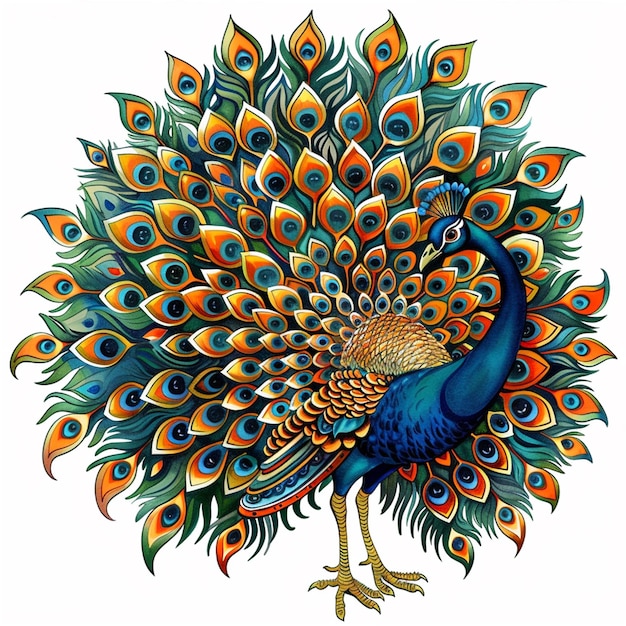 a drawing of a peacock with the word peacock on it