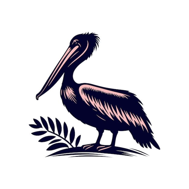 a drawing of a pelican with a blue background