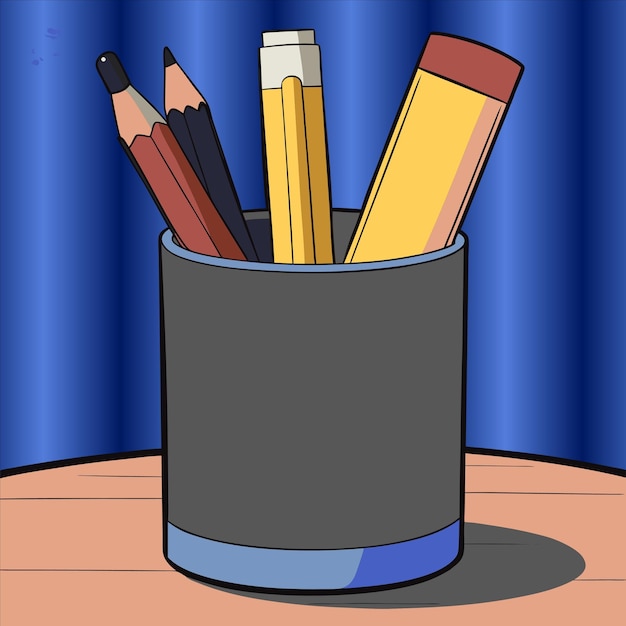 Vector a drawing of pencils and a blue background with a blue background