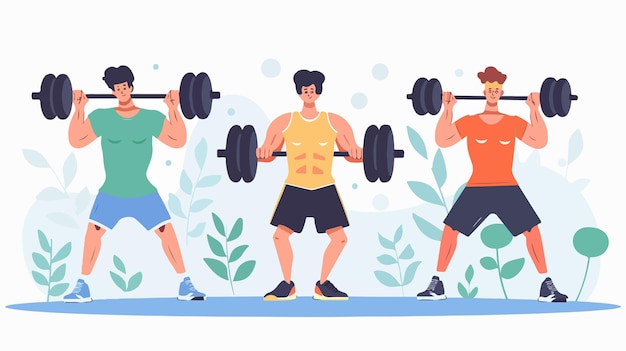 Vector a drawing of people lifting weights in a circle