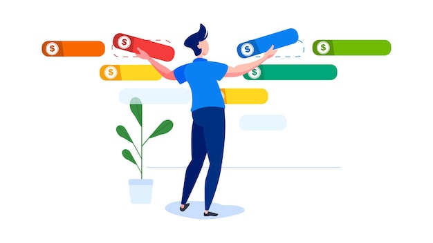 a drawing of a person holding up a bunch of colorful tubes of circum