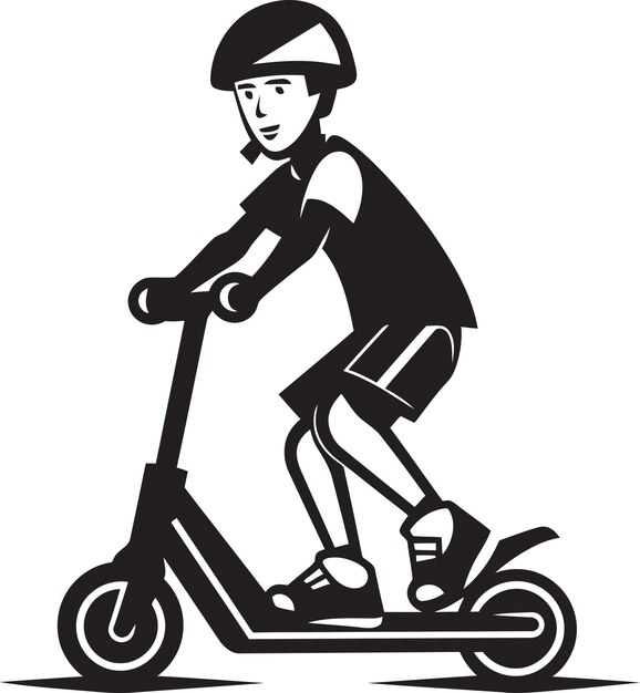 Vector a drawing of a person on a scooter that says  the word  on it