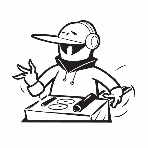 Vector a drawing of a person wearing headphones and a microphone