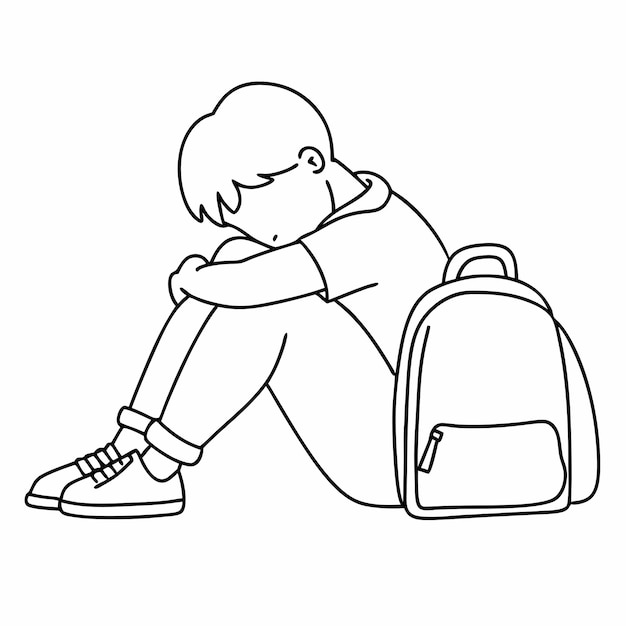 Vector a drawing of a person with a backpack that says  the name of a person