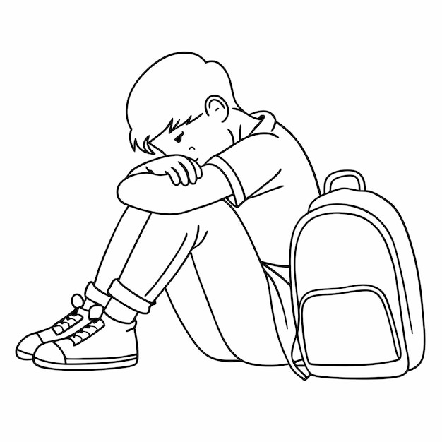 Vector a drawing of a person with a backpack that says  the word  on it