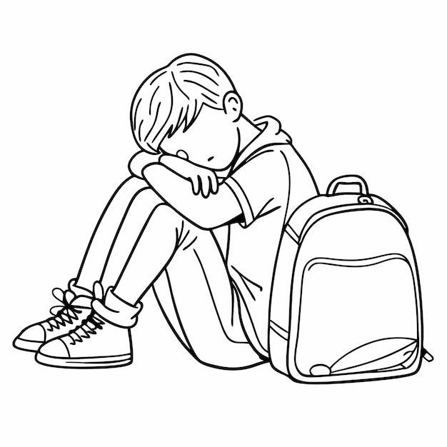 Vector a drawing of a person with a backpack that says  the word  on it