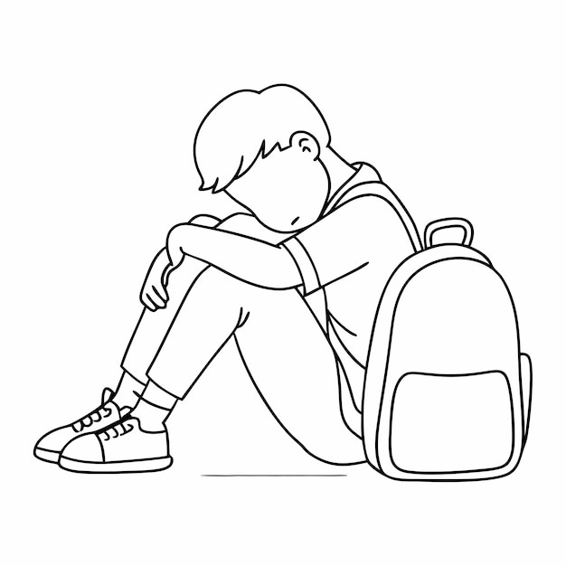 Vector a drawing of a person with a backpack that says  the word  on it