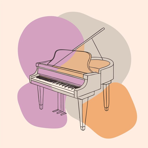 Vector a drawing of a piano with a picture of a piano and a picture of a piano