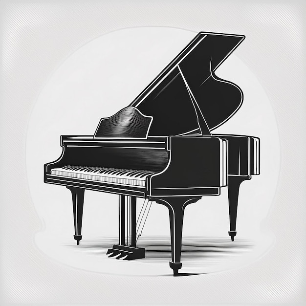 Vector a drawing of a piano with a picture of a piano