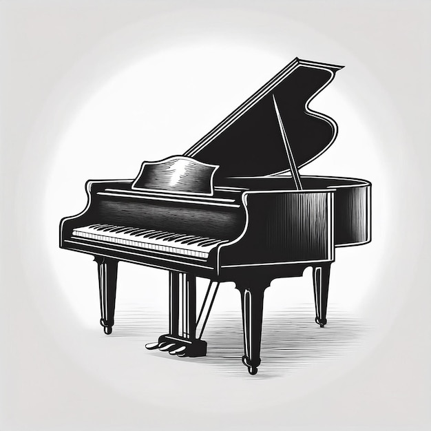 a drawing of a piano with the word  the word  on it