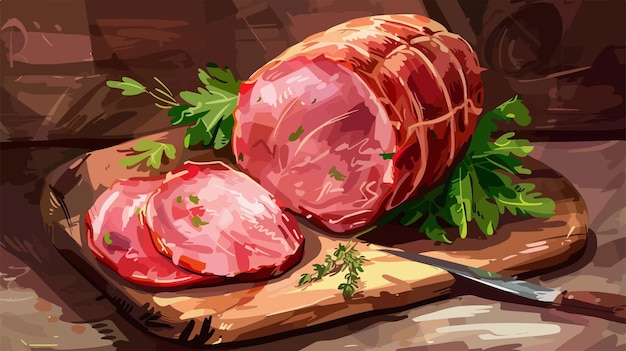 a drawing of a piece of meat with a knife and a knife