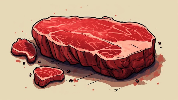 a drawing of a piece of meat with a knife in the middle