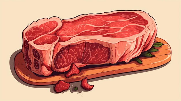 a drawing of a piece of meat with a pencil on it