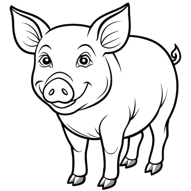 Vector a drawing of a pig with a happy face on it