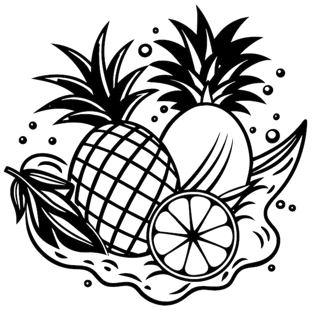 a drawing of a pineapple and a pineapple with the words pineapple on it