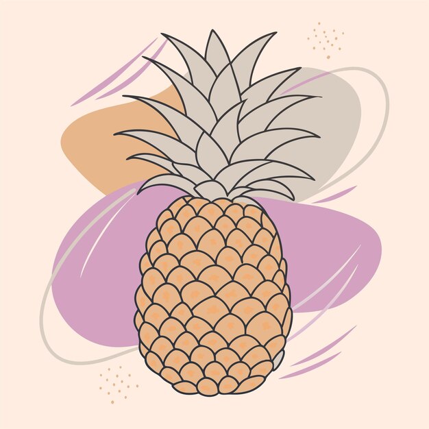 Vector a drawing of a pineapple with a purple background with a pink and purple background