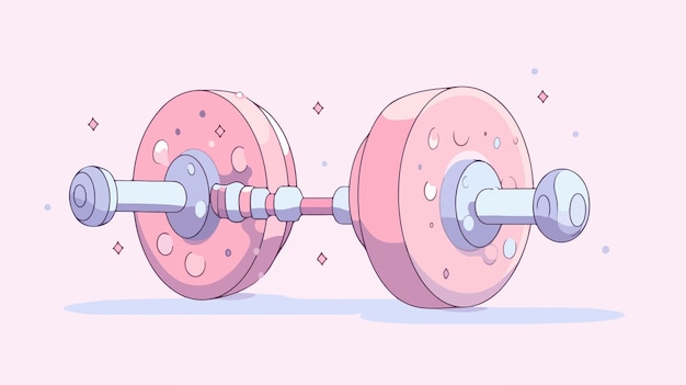 Vector a drawing of a pink dumbbell with stars on the background