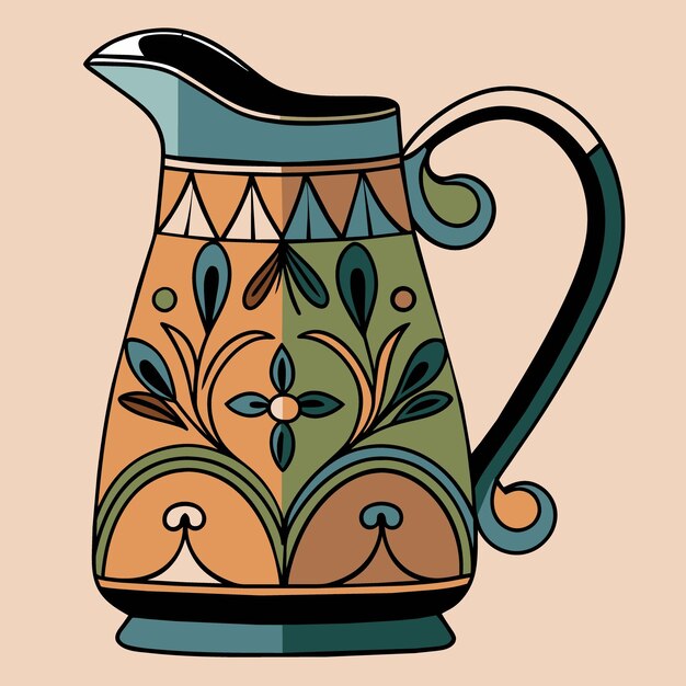 Vector a drawing of a pitcher with a design on it