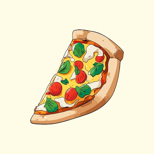 a drawing of a pizza with a slice missing