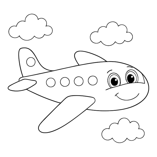 Vector a drawing of a plane with a happy face on it