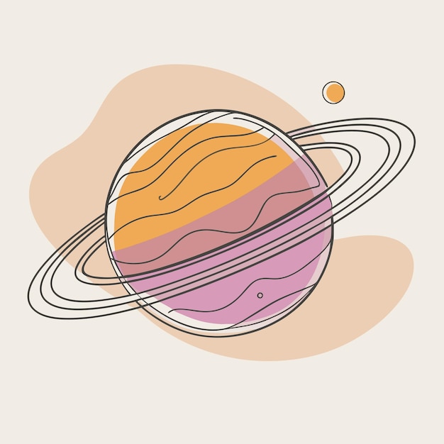 a drawing of a planet with a pink background and a pink dot