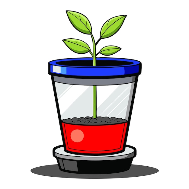 a drawing of a plant growing out of a container with a green plant in it