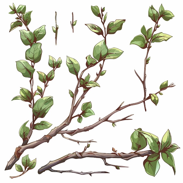 a drawing of a plant with green leaves and buds