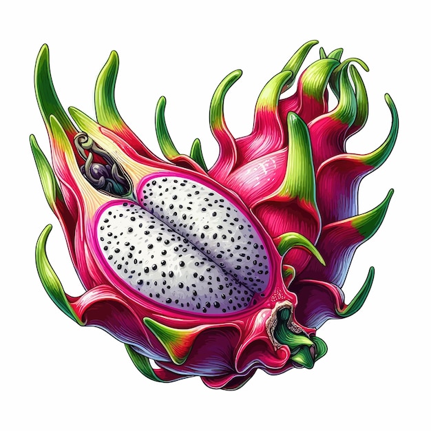 a drawing of a plant with a large colorful flower on it