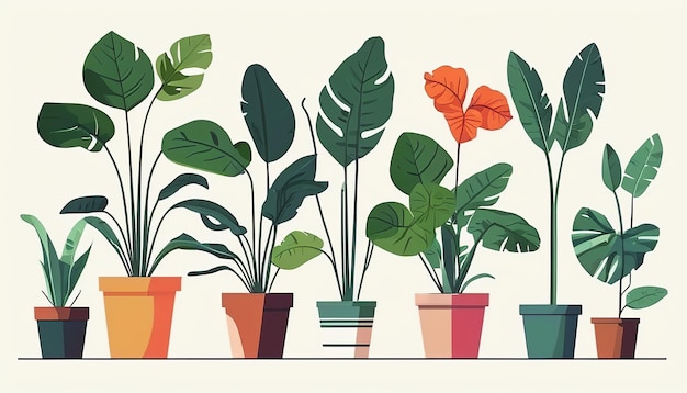 a drawing of plants with different colors and shapes