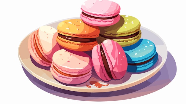 a drawing of a plate of colorful macaroni and cheesecakes