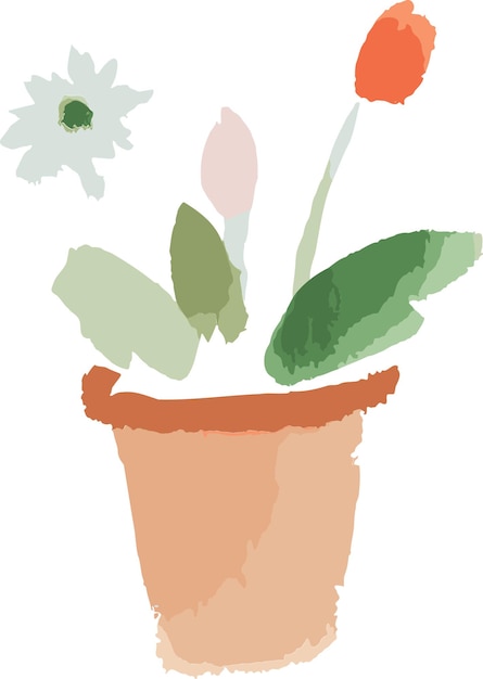 a drawing of a pot with a flower in it vector