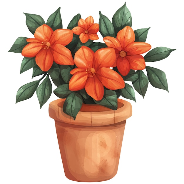 Vector a drawing of a pot with flowers in it