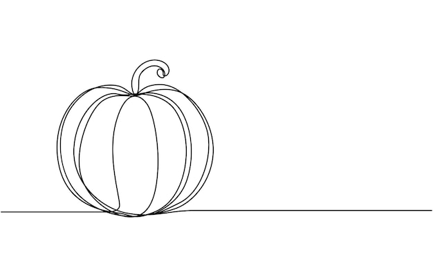 a drawing of a pumpkin that has a black line on it