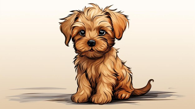 Vector a drawing of a puppy with a brown background