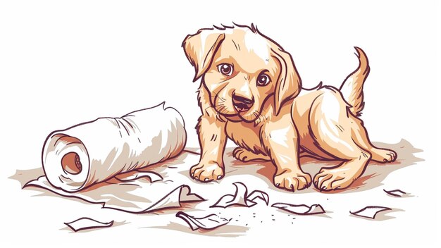 Vector a drawing of a puppy with a piece of paper on it