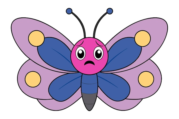 a drawing of a purple butterfly with yellow dots